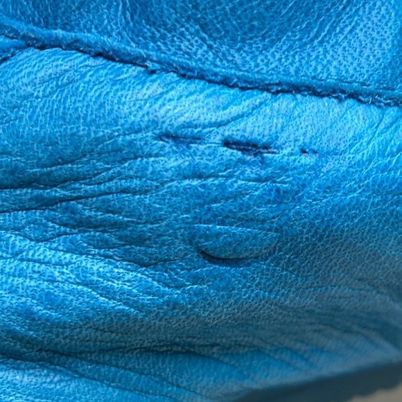 Diana Warner Turquoise Blue Leather Foldy Driving Loafer Women's Size 38/7 - Picture 7 of 12